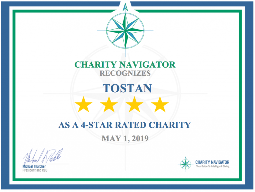 Charity Navigator, Tostan 4-star rating certificate, May 2019